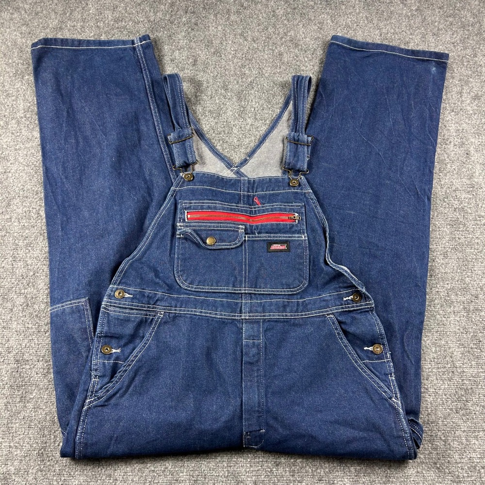 Genuine Dickies Overalls Mens 36x30 Blue Denim Bib Workwear‎ Carpenter EB713RNB